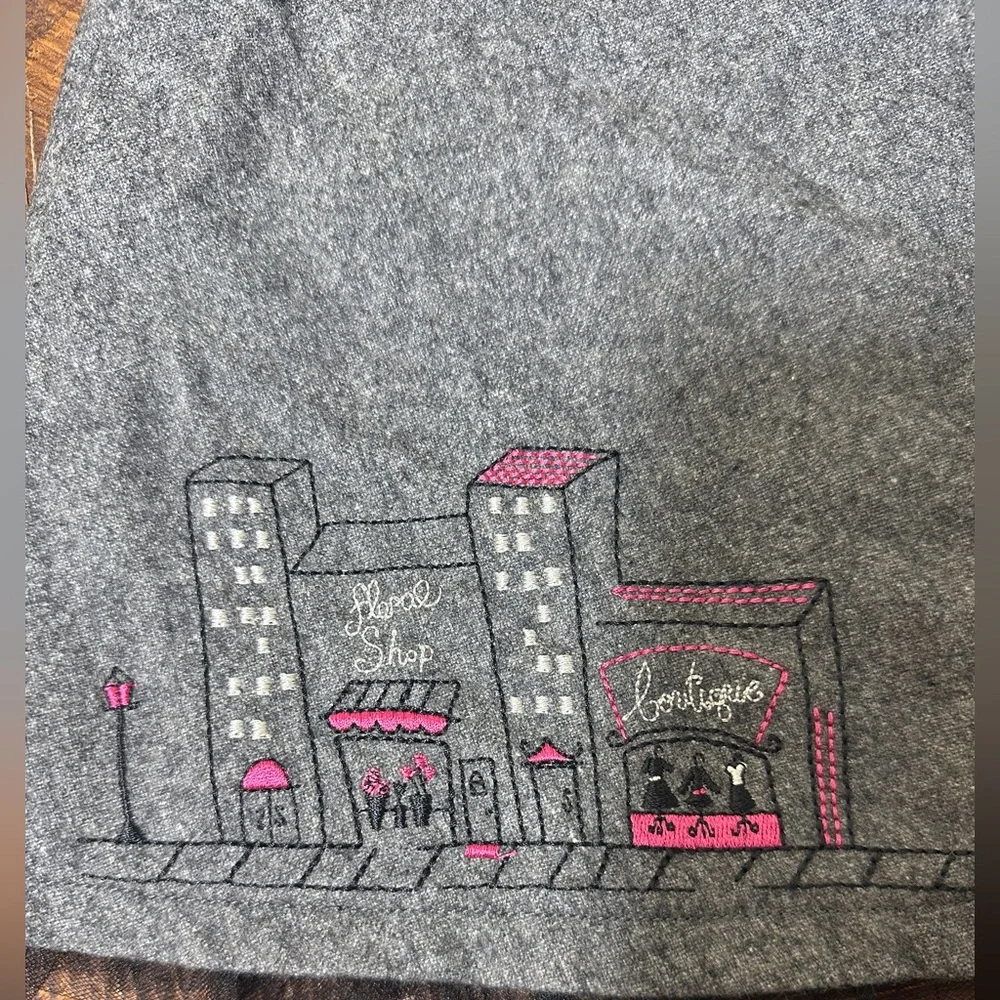 Vintage Gymboree Sz‎ 3 City Sidewalk Gray Wool Dress & Embroidered White Blouse